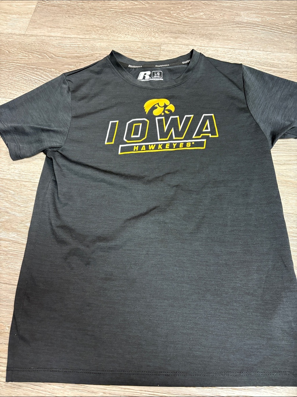 Boys Iowa Hawkeyes Russell Athletic Black and Yellow Iowa Hawkeyes T-Shirt